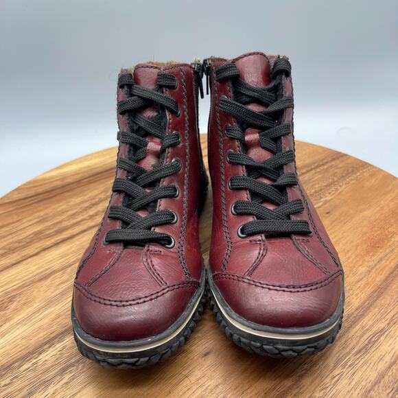 Rieker Chelsea Boots Womens 6.5 M Red Side-Zip Waterproof Lace-Up Ankle Shoes - Picture 2 of 8